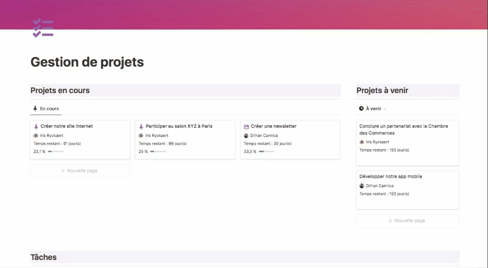La gestion de projet dans Notion